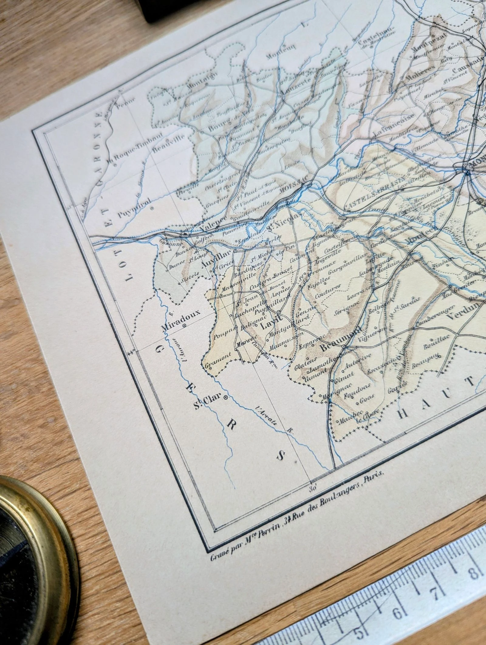 Imprimée en 1889, Tarn-et-Garonne, carte antiga. – photo 8